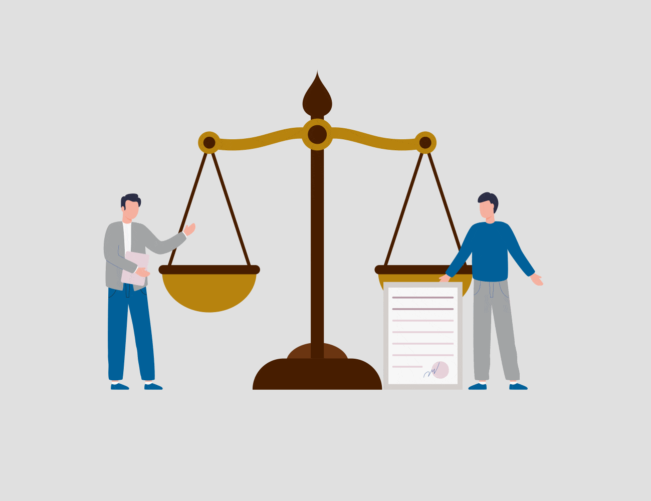 Two men and the scales of justice